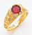 14k Yellow Gold  7mm  Wide Children Synthetic Ruby Center Stone Ring