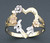 14k Gold Ladies 16mm Tri-color Heart Ring