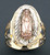 14k Gold Ladies Tri-color 21mm Virgin Mary Ring