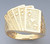 14k Gold Men's Royal Flush Card Ring