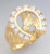 14k Gold Men's 21mm Horseshoe Cubic Zirconia Ring