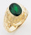 14k Yellow Gold  15mm Wide Men's Oval Synthetic Emerald Center Stone Ring