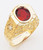 14k Gold Men's 16mm Oval Synthetic Ruby Center Stone Ring