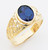 14k Yellow Gold  12mm  Wide Men's Oval Synthetic Sapphire Center Stone Ring