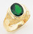 14k Yellow Gold  15mm  Wide Men's Oval Synthetic Emerald Center Stone Ring