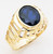 14k Yellow Gold  15mm  Wide  Men's Oval Synthetic Sapphire Center Stone Ring