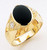 14k Yellow Gold  13mm by 11mm Men's Onyx Ring With Cubic Zirconia Accents