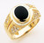 14k Yellow Gold  13mm by 12mm  Men's Onyx Ring With Cubic Zirconia Accents