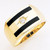 14k Yellow Gold  7mm by 16mm Men's Onyx Ring With Cubic Zirconia Accents