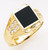 14k Yellow Gold  12mm by 10mm Men's Onyx Ring With Cubic Zirconia Accents