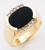 14K Gold 14Mm Oval Black Onyx  With Accented Cubic Zirconia Ring