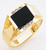 14K Gold 12Mm Wide Square Black Onyx Accented Cubic Zirconia Ring