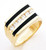 14K Gold 12Mm Black Onyx Accented With 6 Cubic Zirconia Ring