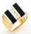 14K Gold 11Mm Black Onyx Accented With 4 Cubic Zirconia Ring