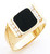 14K Gold 12mm Black Onyx Accented With 5 Cubic Zirconia Ring