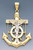 14k Gold Two-tone Mariner's Anchor Cross With Christ Pendant 41mm