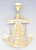 14k Gold Diamond Cut Virgin Mary Anchor Pendant 45mm W