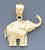 14k Gold Diamond Cut Elephant Pendant 21mm W X 24mm H