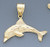 14k Gold Diamond Cut Dolphin Pendant 31mm W X 27mm H I