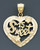 14k Gold Diamond Cut Sweet 15 Heart Pendant 28mm W X 3