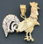 14k Gold Tri-color Rooster Pendant 27mm W X 28mm H Inc