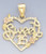 14k Gold Tri-color Sweet 15 Heart Pendant 25mm W X 38m