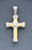 14k Two-tone Gold Fancy Modern Hollow Cross Pendant 40mm