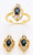 14k Gold  9mm by 14mm  Diamond & Genuine Sapphire Ring and Earring Set