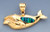 14k Gold 20mm Whale Pendant With Inlaid Opal