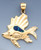 14k Gold 26.7mm Exotic Fish Pendant With Inlaid Opal