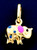 14k Gold 17mm Blue and Pink Enamel Elephant Charm