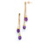 14k Yellow Gold Two Strand Genuine Amethyst Stone Earring