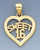 14k Gold Sweet 16 Heart Pendant