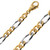 18k Two Tone Gold Handmade Figaro Chain 8.8mm Wide 26 Inches