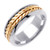 14K  8mm Wide Yellow on White Gold Handmade Wedding Band