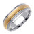 14K  6mm Wide White Gold With Brushed Yellow Gold Center Handmade Wedding Band