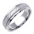 14K White Gold 6.5mm Wide 2 Rows Of Milgrain With A Diagonal Line Pattern Center Wedding Band