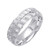 14K White Gold 7mm Wide Brushed Finished With Half Circle Pattern Wedding Band