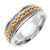 18k White Gold With yellow gold. 6mm  Wide Handmade Wedding Band (333)