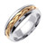 18k White Gold With yellow gold. 7mm  Wide Handmade Wedding Band (346)