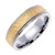 18k White Gold With yellow gold. 6.5mm Wide Handmade Wedding Band (628)