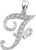 14k White Gold 5/8 Inch With  0.10ct Diamond Initial F Pendant