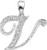 14k White Gold 5/8 Inch With  0.10ct Diamond Initial V Pendant