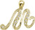 14k Yellow Gold 5/8 Inch With  0.10ct Diamond Initial M Pendant