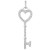 14K White Gold Diamond Heart Key Pendant 43mm High