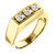 14k Yellow  gold Mens 3 Stone Ring Diamond Ring 3/4ct/