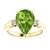 14K Yellow gold Pear Shape Genuine Peridont  Ring 2.75ct (12x8)  And 0.12 Ct Diamonds