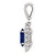 14k White Gold Oval Sapphire Pendant Surrounded By 14 Round Diamonds 6x8
