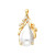 14K Yellow Gold Diamond and Tear Drop Pearl Pendant 1.25"x 3/4"