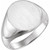 14k White Gold Men's Oval Signet Ring 16 mmx14 mm Solid Back